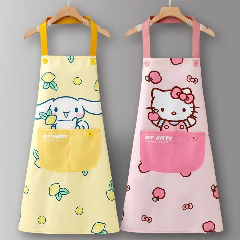 Hello Kitty Grease- and Water-Resistant Apron For Home Cooking and Stir-Frying Cooking Apron and Workwear Qme