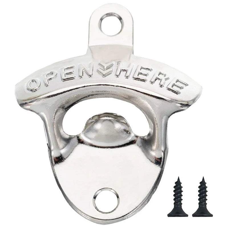 1Set Vintage Wall Mounted Wine Beer Bottle Opener Tool Keyring Bar Drinking Kitchen. Qme A3 Silver