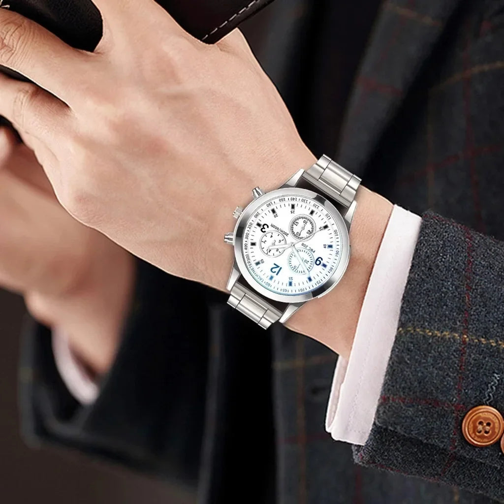 Fashion Men Luxury Watches Mens Business Stainless Steel Casual Quartz Watch For Male Wristwatch Relogio Masculino Qme