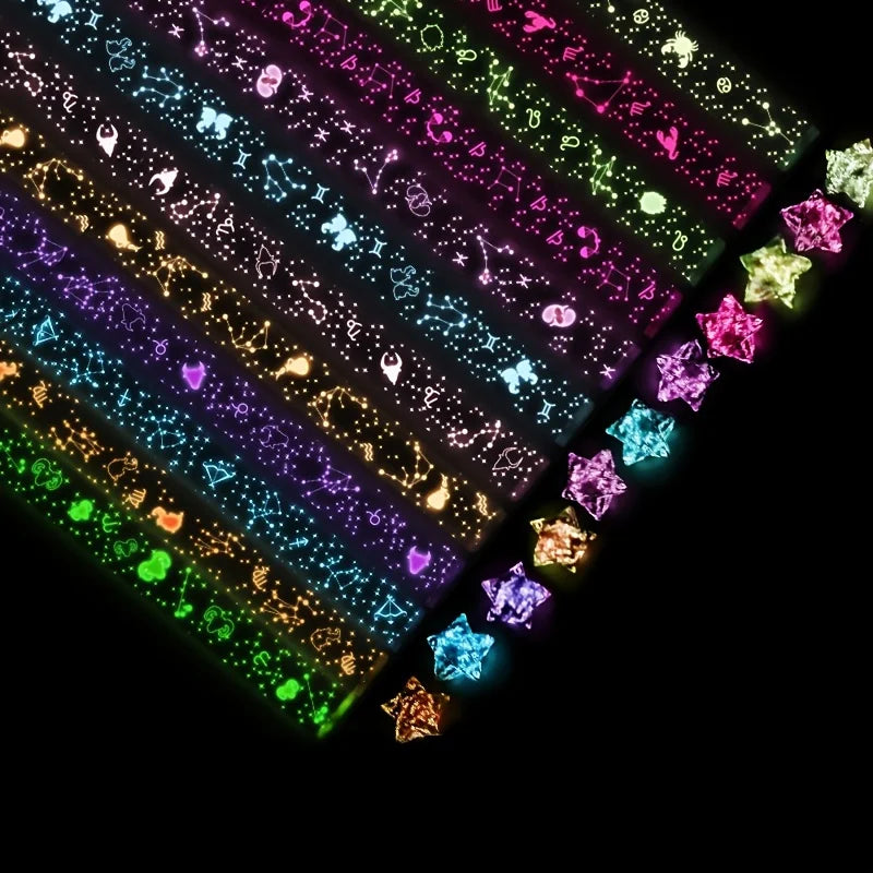 Luminous Star Origami Paper Strips, Glow in The Dark Lucky Star Folding Paper, DIY Craft Decoration Qme
