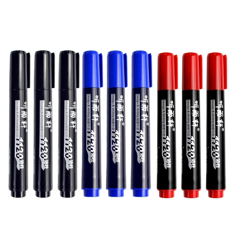 3/6pcs Black/Blue/Red Permanent Marker Pens, Fine Tip, Waterproof, Quick Drying Qme
