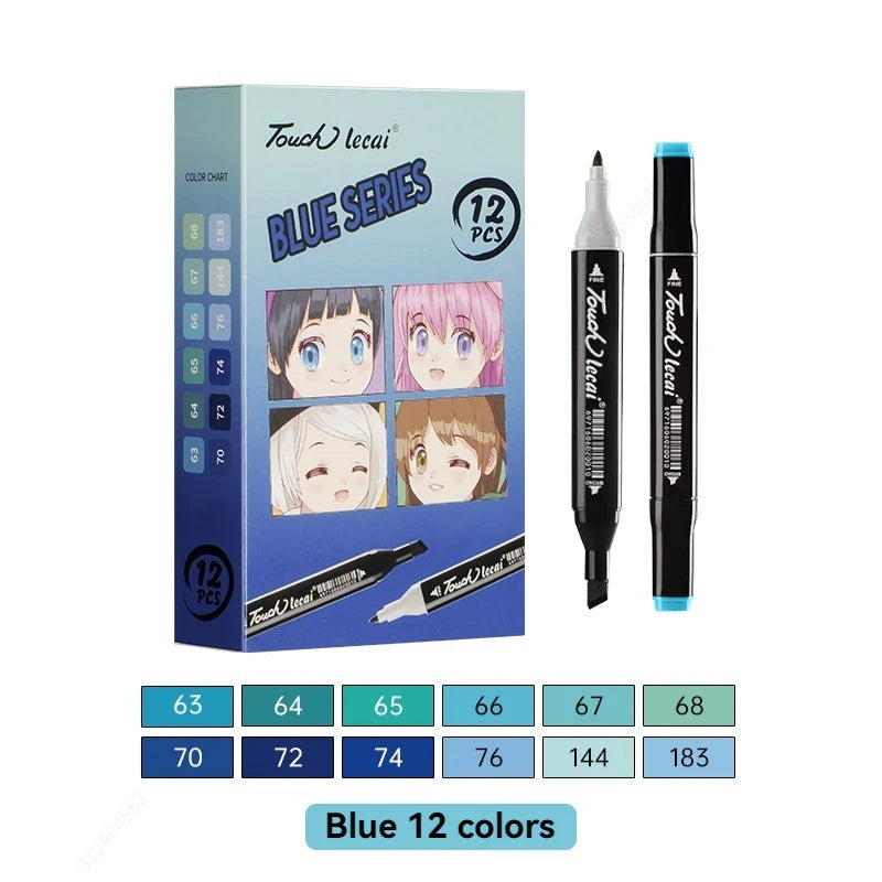 Alcohol Markers, Dual Brush Tip Permanent Art Markers, Coloring Marker, for Book Painting Card Making, Christmas gift Qme blue series