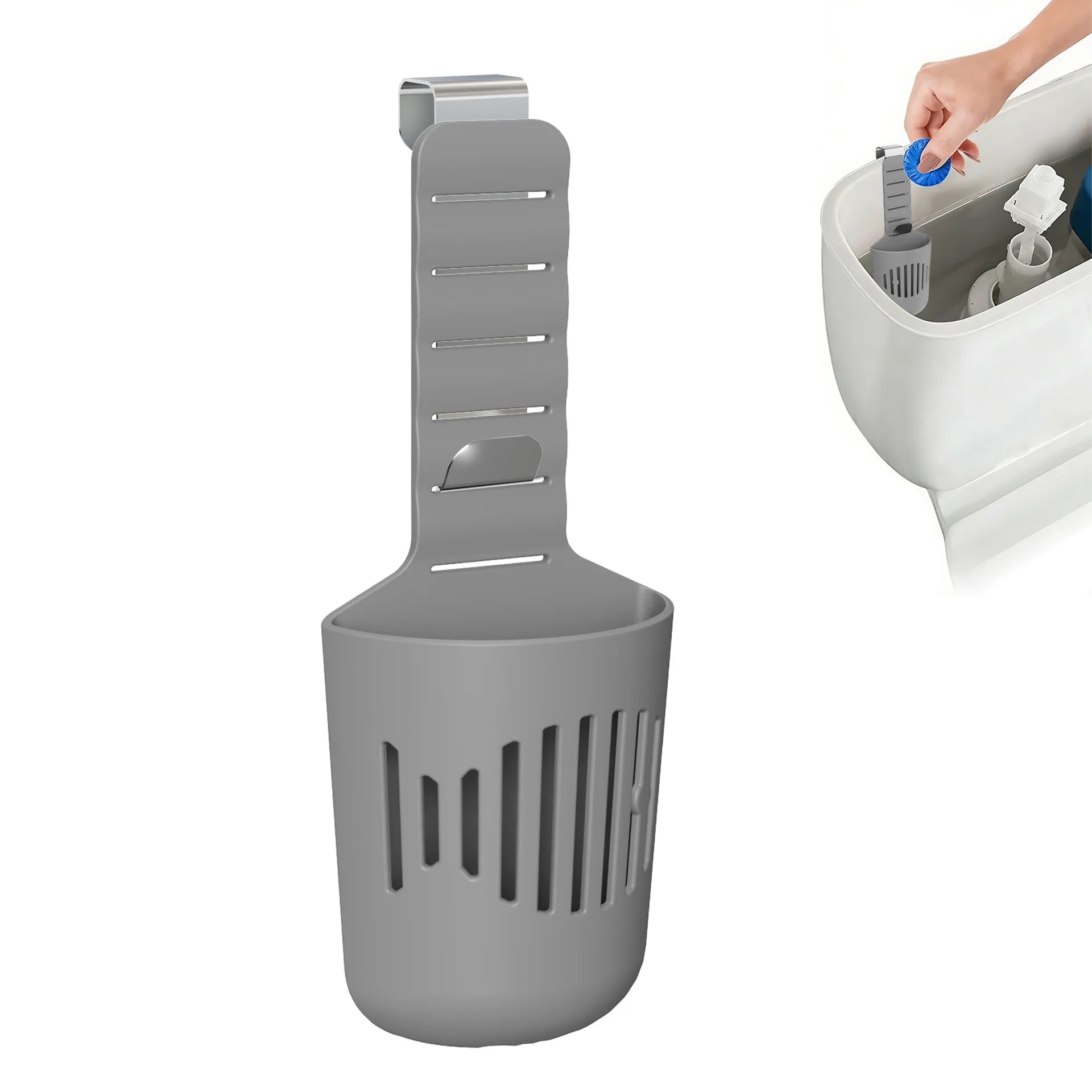 Toilet Tank Cleaning Tablet Holder Anti-bacterial Deodorizing Fits Qme Grey