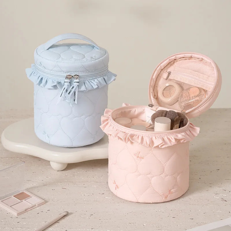A New Bow Pattern Women Makeup Bag Toiletries Cosmetic Organizer Zipper Bag Travel Wash Pouch Cosmetic Bag Female Make Up Bags Qme