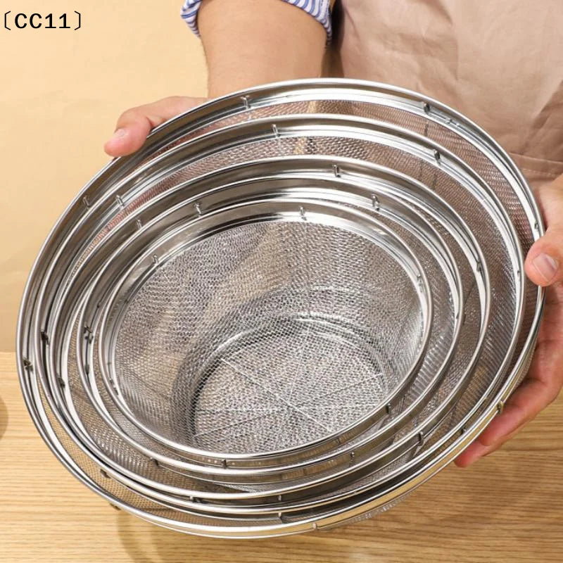Stainless Steel Rice Washing Sieve Fine Mesh Basket Kitchen Colander Qme