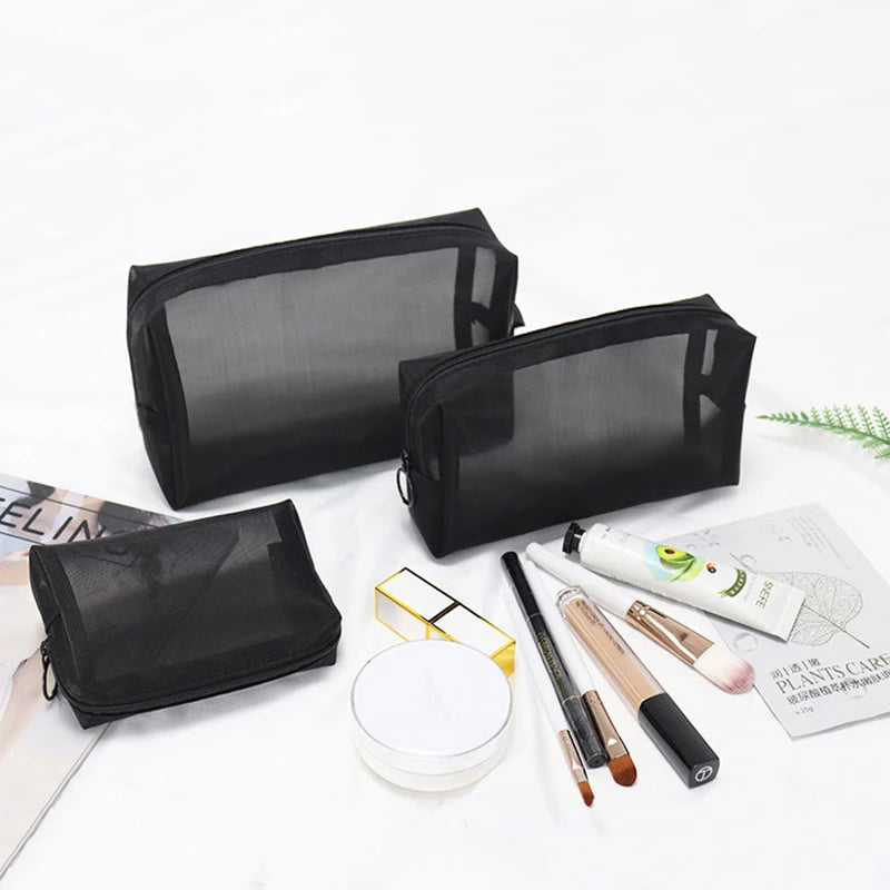 Simple Cosmetics Storage Bag For Women Large-capacity Waterproof Travel Portable Toiletries Storage Package Mesh Zipper Bag Qme