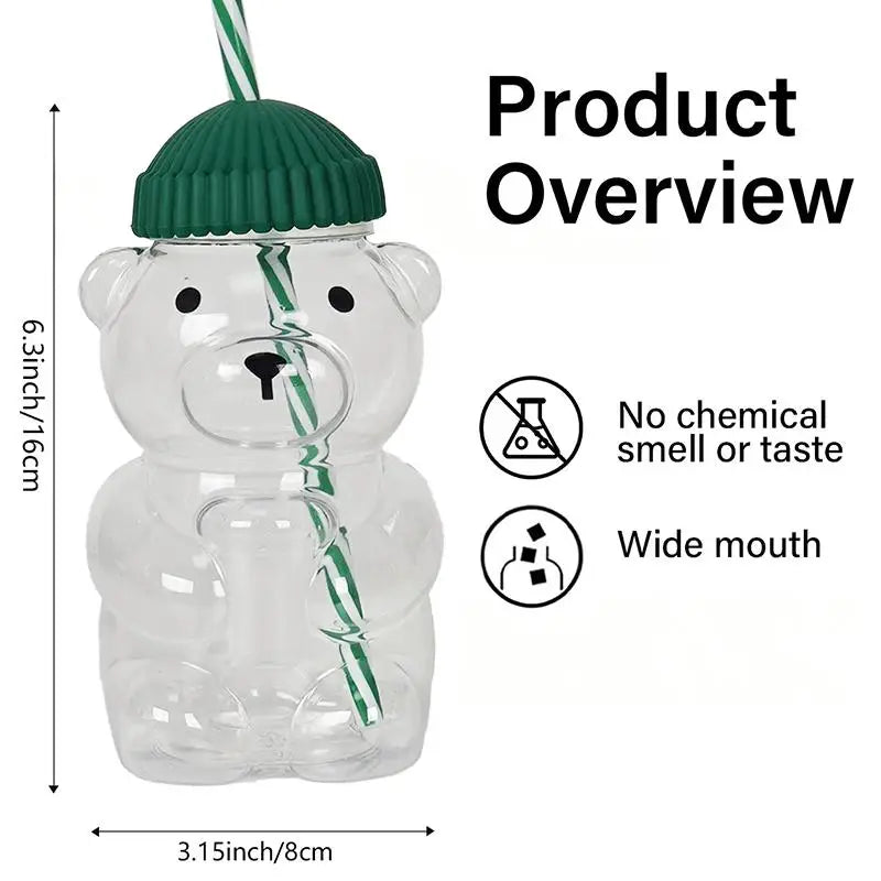 Glass Bear Cup Straw Lid Suitable All Beverages Can Be Used Microwave Qme white 20 Oz