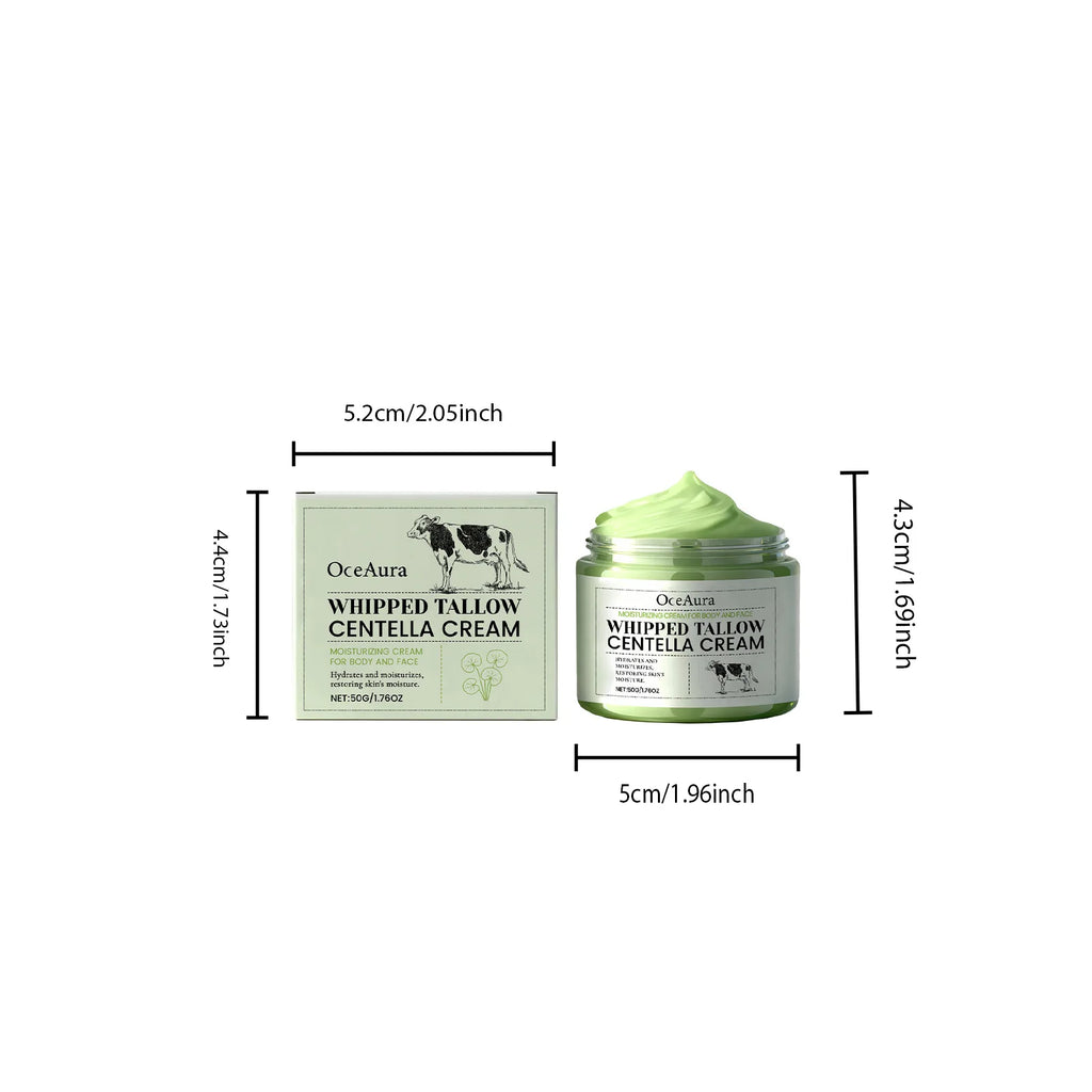 Whipped Tallow Centella Cream for Face & Body Soothing Hydrating Improves Elasticity Repair Moisturizer for Dry Sensitive Skin Qme 50g Boxed