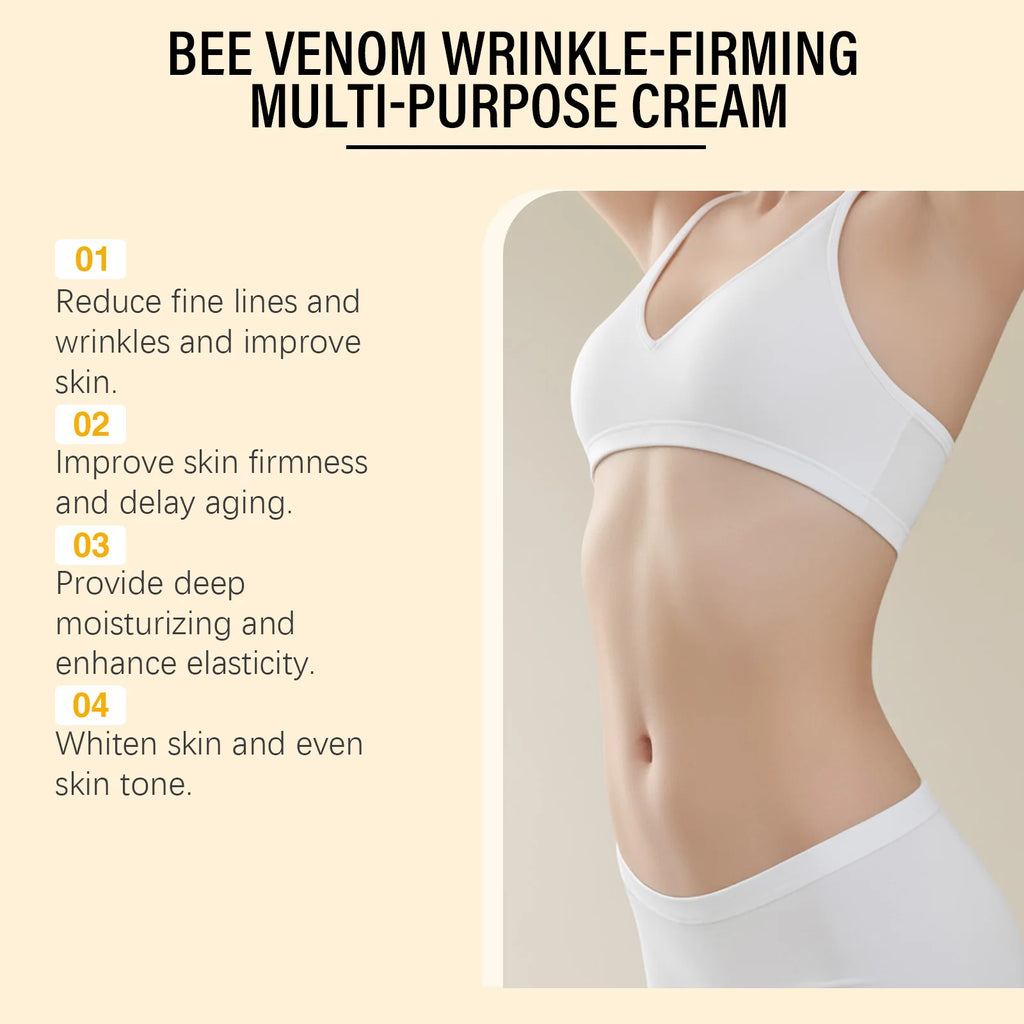 Bee Venom Firming Cream for Sagging Skin Lifting Tightening Anti Wrinkle Fade Fine Lines Hydrating Multi Action Body Cream Qme