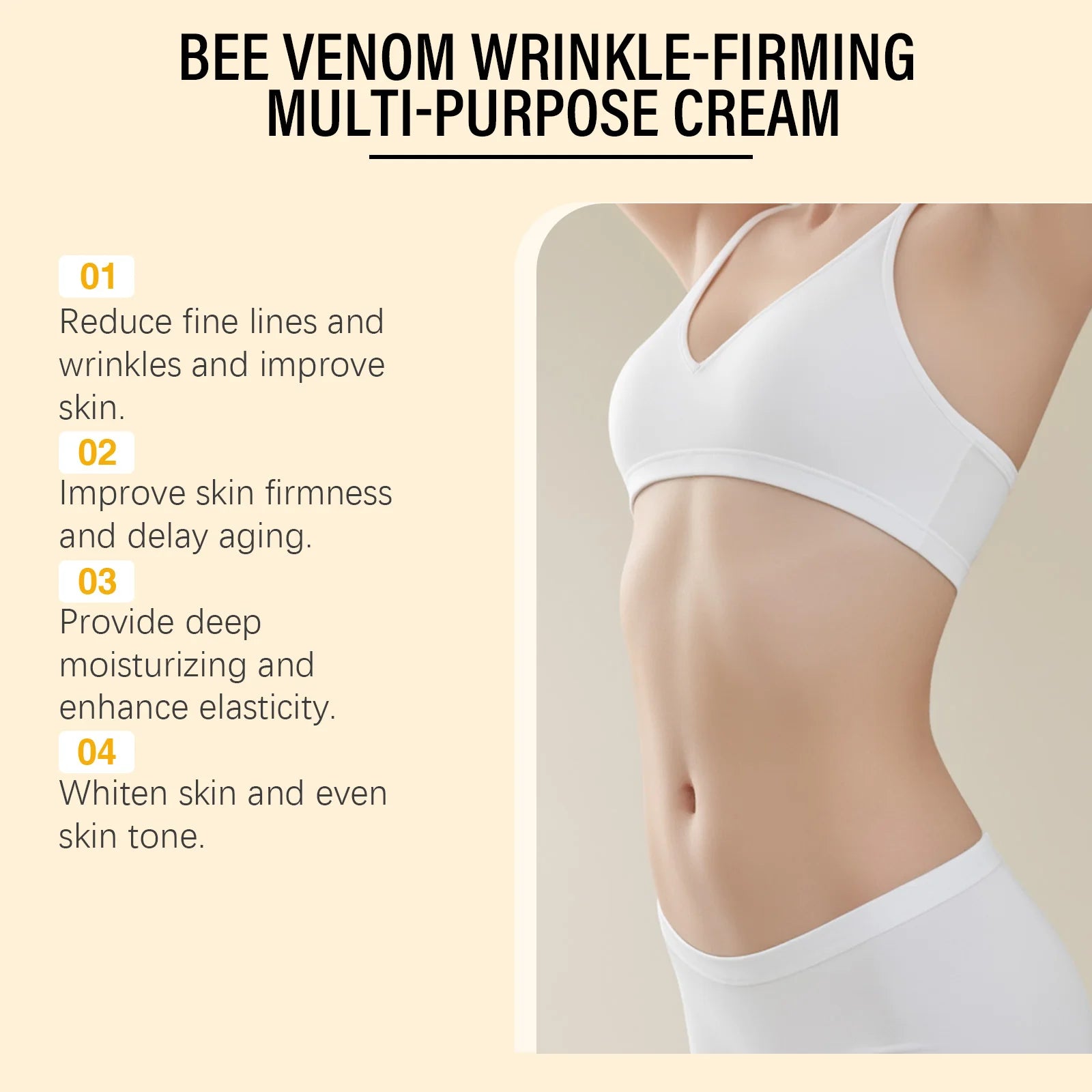Bee Venom Firming Cream for Sagging Skin Lifting Tightening Anti Wrinkle Fade Fine Lines Hydrating Multi Action Body Cream Qme