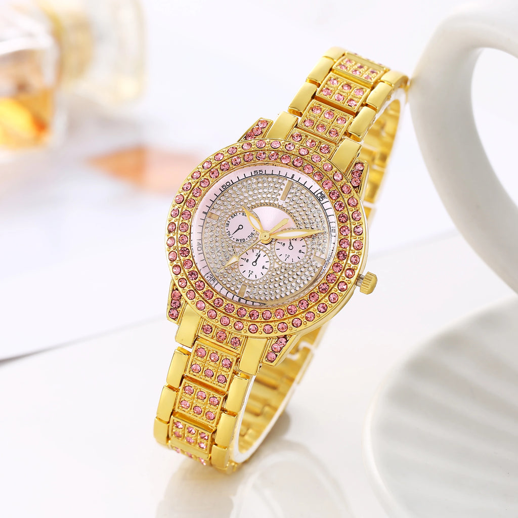 Full Diamond Roman Literal Steel Strip Women's Watch Starry Sky Business Quartz Watch Women's Watch Qme
