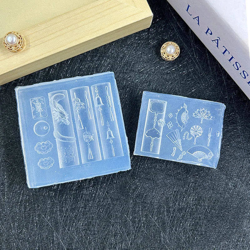 Nail Art Mold 3D Chinese-style Silicone Exquisite Dragon Copper Coins Qme