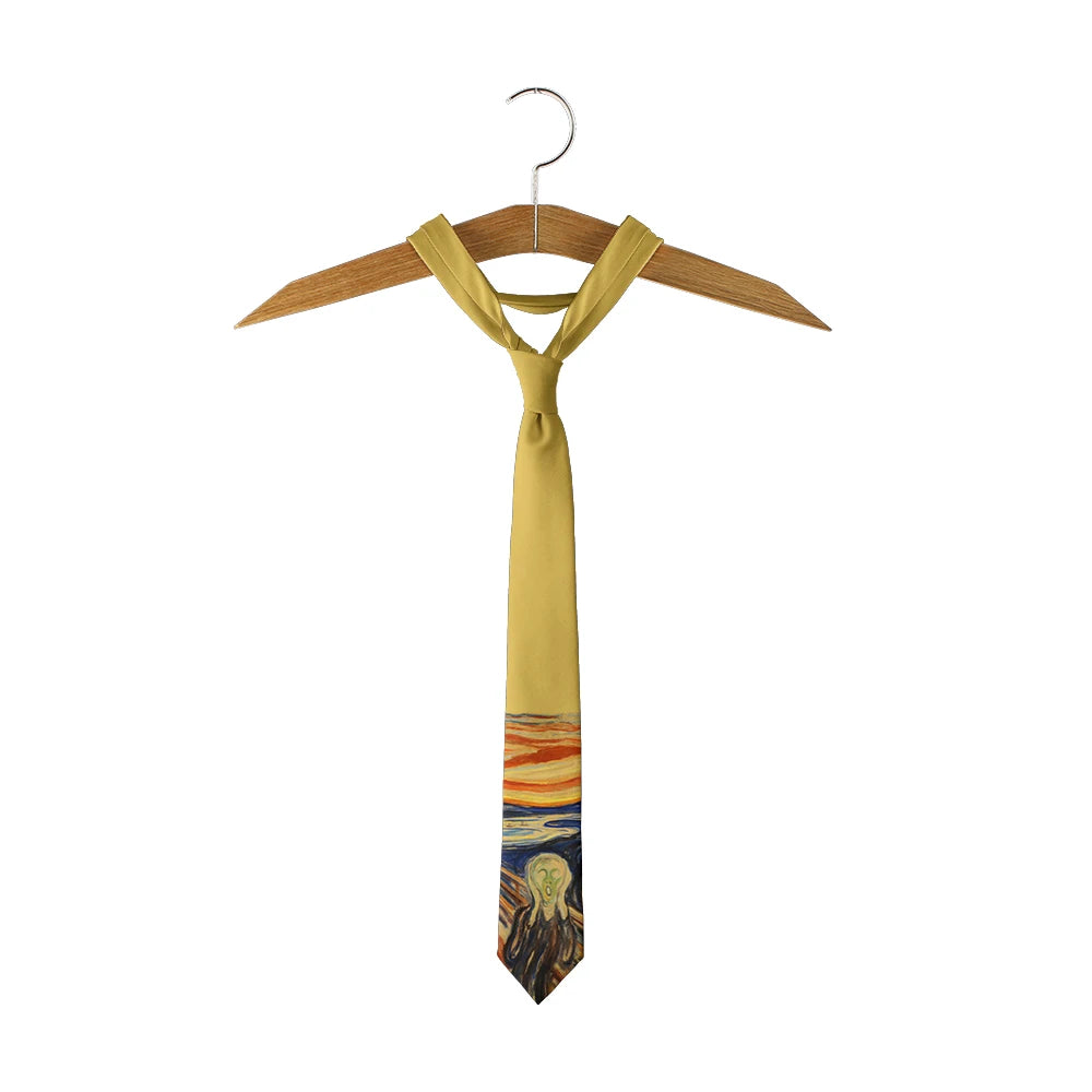 Screaming Sailing Cat Funny Tie Men's Fashion Oil Painting Business Qme