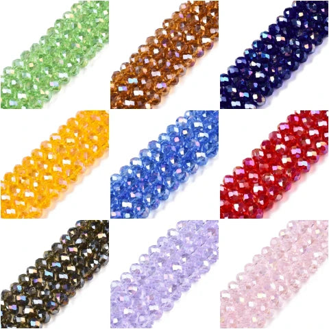 PandaHall 20strands glass Multicolor Beads AB Plated Faceted 8x6mm for DIY Jewelry Making Qme Mixed Color
