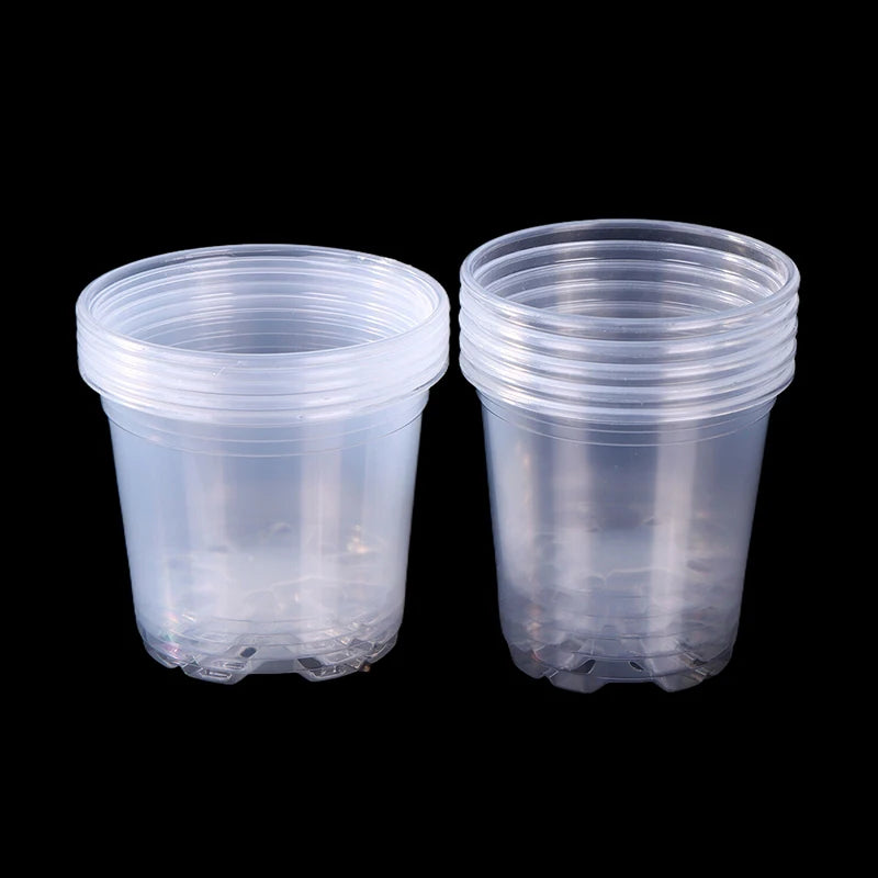 5Pcs Transparent Plastic Flowerpot Drainage Hole Pot Gardening Root Growth Visibility For All Plants Water Damage Protection Qme