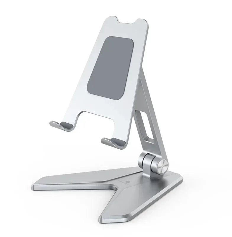 Three Sections Foldable Desk Mobile Phone Holder for IPhone IPad Tablet Flexible Table Desktop Adjustable Cell Smartphone Stand Qme IPad stand Silver