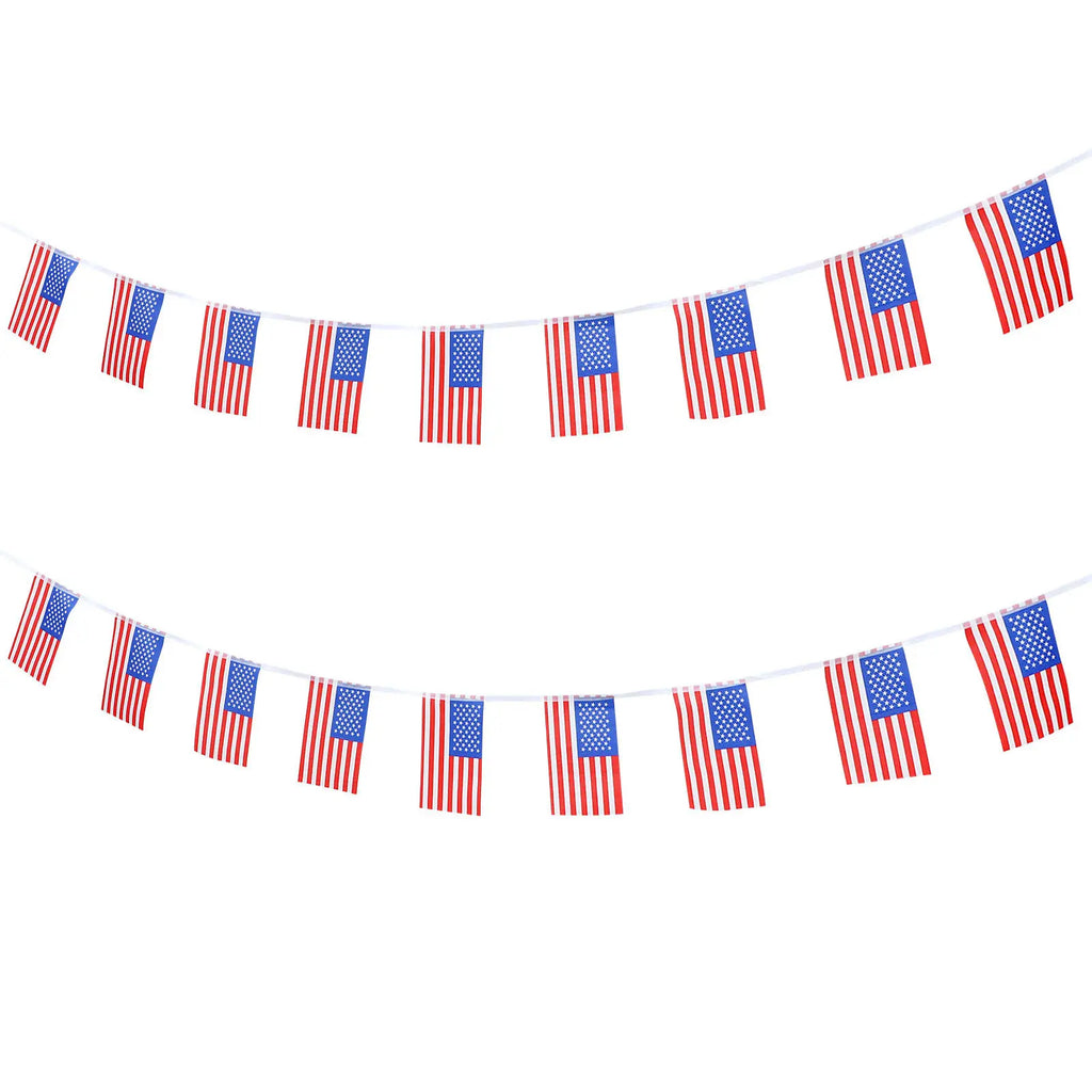 American Flag Banner String Decorative Independence Day Party Flag Bunting Festival Supplies Perfect Outdoor Indoor Celebration Qme