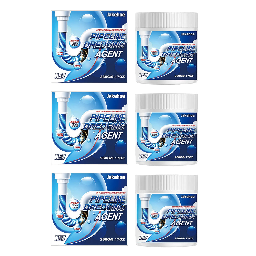 JAKEHOE Pipeline Dredging Agent Removing Grease Buildup Eliminate Pipe Odor Prevent Clogging Fast-Acting Powerful Drain Cleaner Qme 3 x 260g Boxed