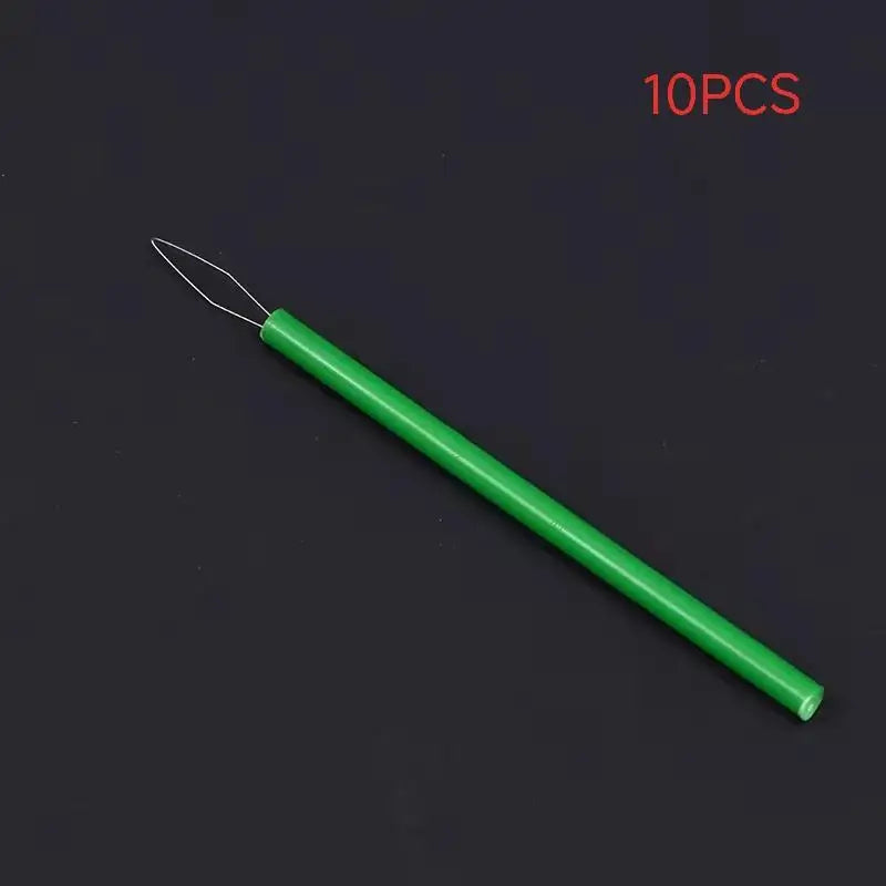 Leader Beader Threading Needle Sewing Tools Cylindrical Colorful Qme Green 10pcs
