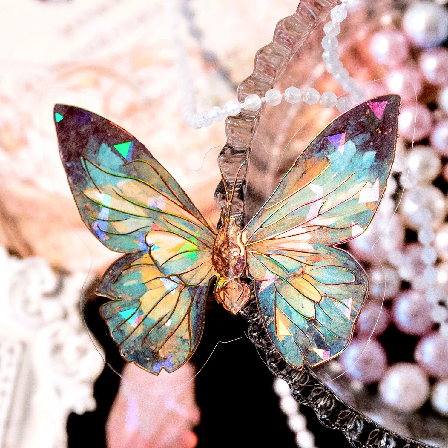 20Pcs PET Butterfly Stickers Transparent Decorative Decals DIY Scrapbooking Collage Photo Album Waterproof Decor Stickers Qme