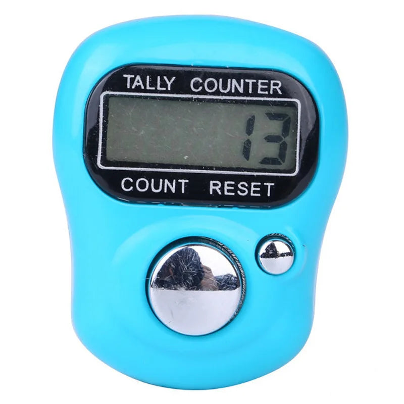 Electronic Digital Finger Ring Tally Counter Hand Held Knitting Row Qme Sky blue