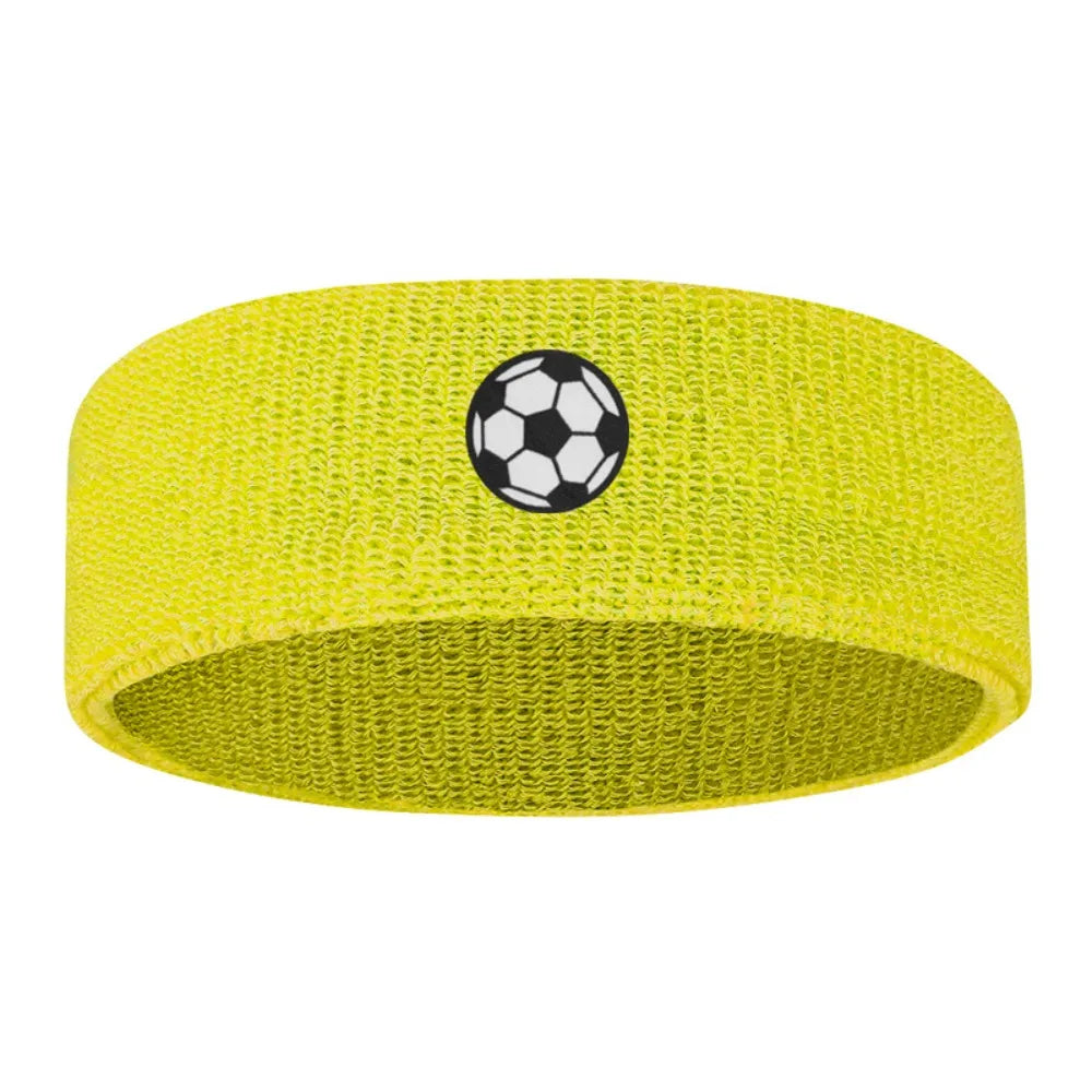 Sweat Absorbing Cartoon Sports Headband Polyester Wicking Hairband Qme Soccer Yellow