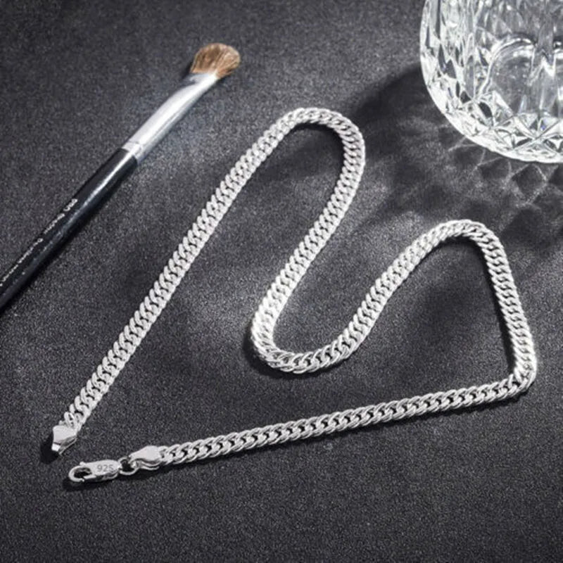 Noble Width 6MM Solid Chain 925 Sterling Silver Necklaces for Women Men Charm Fashion Jewelry Wedding Party 50/55/60cm Qme