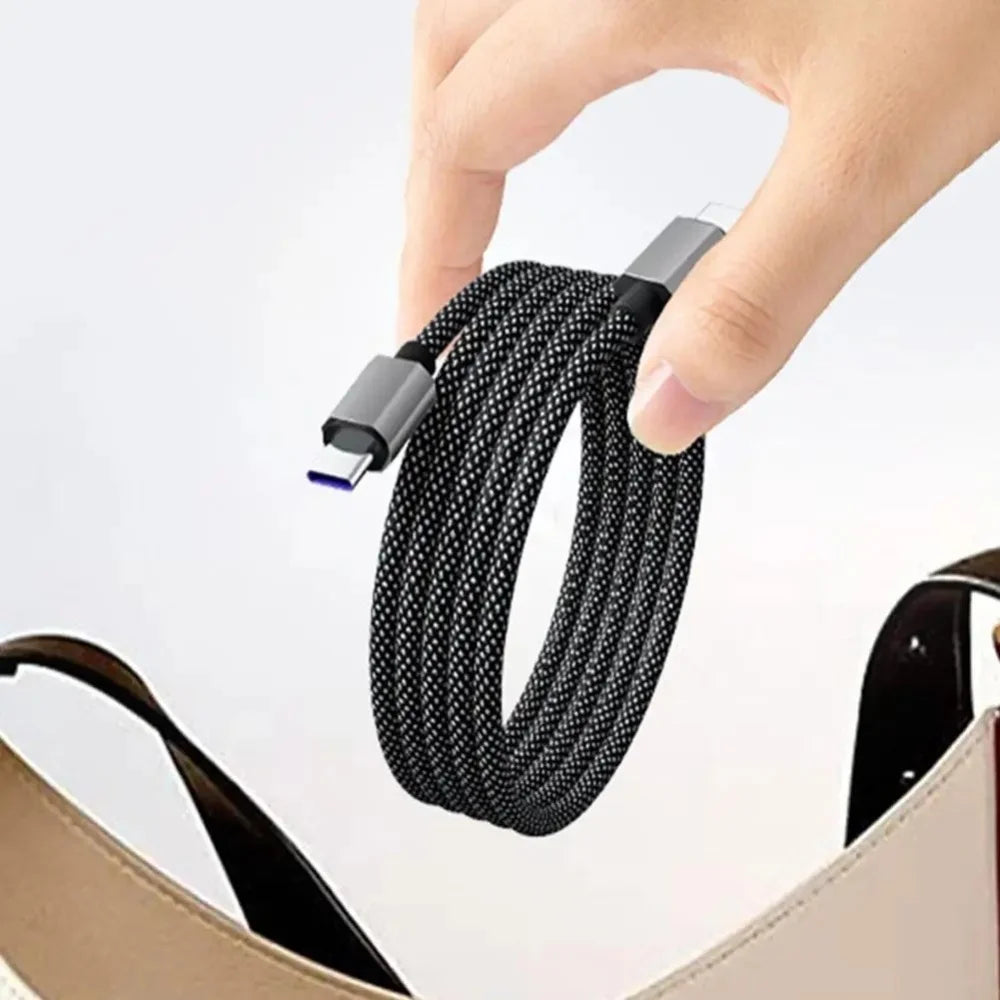 65W Type C to Type C Magnetic Suction Anti Winding Fast Charging Cable 1M USB Phone Data Charge Cable for iPhone Samsung Huawei Qme