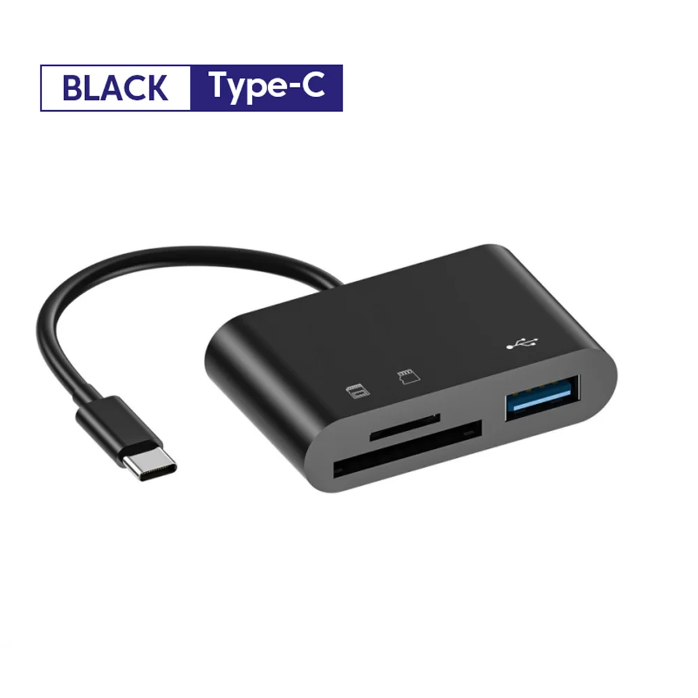 Type C Card Reader 3 in 1 Hubs Multi Port TF CF SD Memory Card Reader USB Hub Converter for Phone Samsung Xiaomi USB C Adapter Qme black