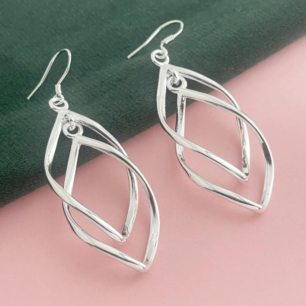 925 Sterling Silver Hollow Tassel Long Earrings Women's Fashion Wedding Jewelry Gift Qme