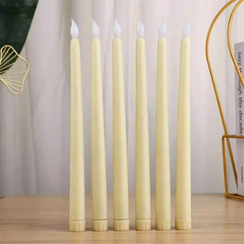 LED Flameless Flickering Taper Candles 3D Wick Candles Lamp with Remote Control Tea Lights Wedding Home Decor Battery Operated Qme 6pcs Milk white