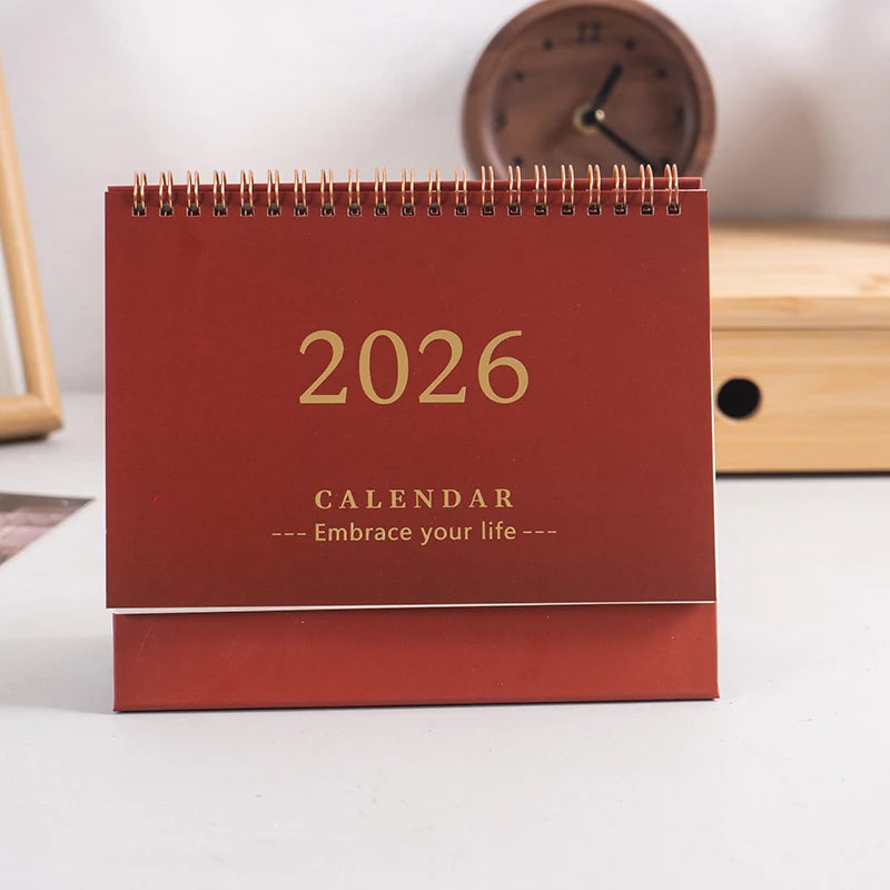 2026 Mini Desk Calendar Simple Creative Desktop Ornaments Calendar Plan Punch Card Calendar Notepad Calendar Anniversary Gift Qme Red