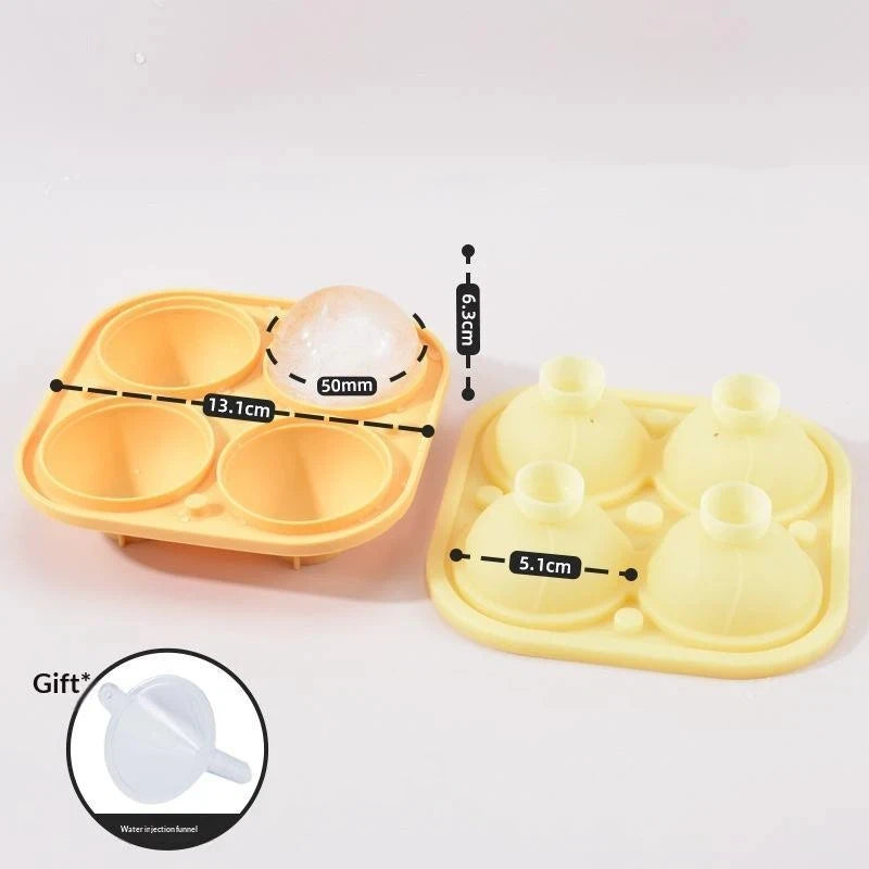 4-Hole Large Silicone Trays Big Round Sphere Ice Shape Cube Mold Tray Qme A3