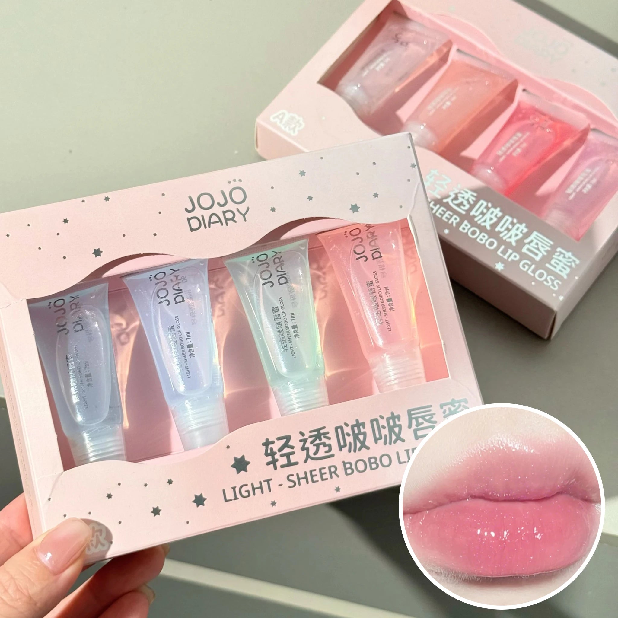 JOJO DAIRY Light-sheer Lip Gloss 4-pcs Watery Glossy Clear Gitter Qme