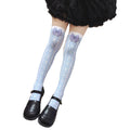 Cute Pink Princess Lolita Over Knee Stockings Love Bow Printed Girl Qme style6 One Size