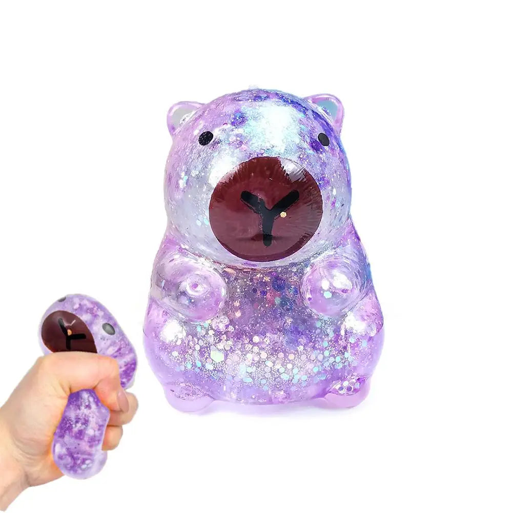 Glitter Capybara Bear Squishy Fidget Toy Colorful Sensory Stress Qme Purple