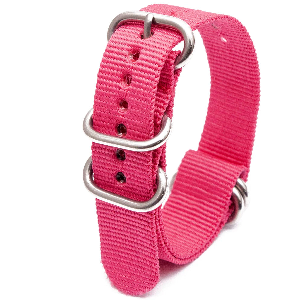 Durable Nylon Watch Strap Army Sport Style Watch Band 18/20/22/24MM 41 Colors Replacement Watch Accessories Qme Pink 24mm