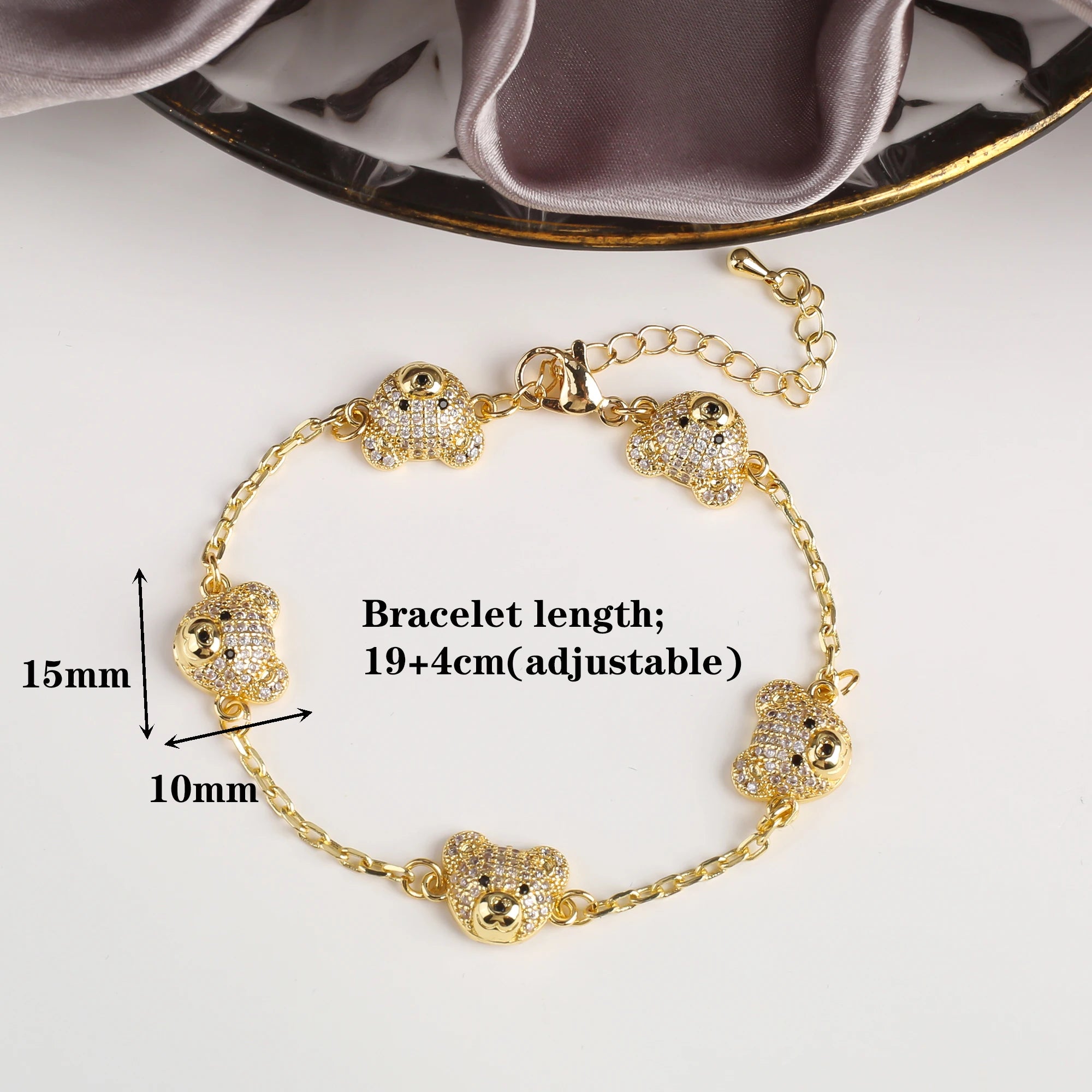 New 6 Colors Cute Zirconia Bear Bracelet Classic Animal Crystal Chain Bracelet Charm For Woman Girl Jewelry Gift Free Shipping Qme 3