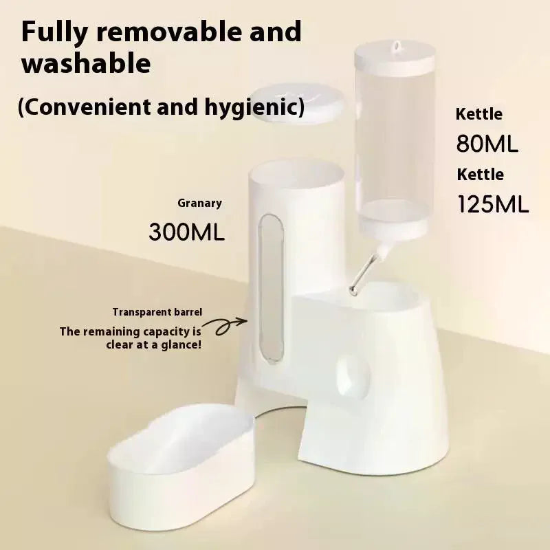 2In1 Hamster Feeder And Waterer Large Capacity Leakproof Automatic Feeder Food Water Dispenser Leak Proof Food Feeding Supplies Qme