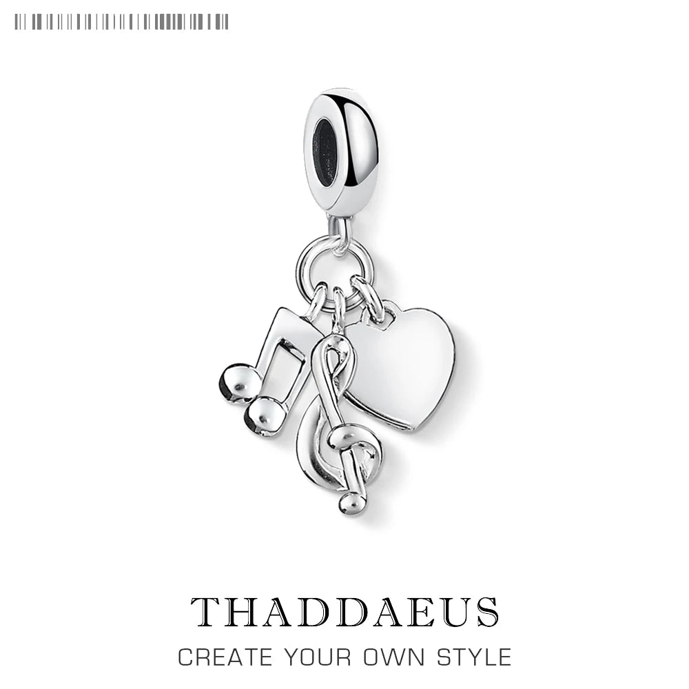Minimalist Simple Fashion Heart Shaped Musical Note Pendant Charm Love Music Jewelry Pure 925 Sterling Silver Special Gift Qme Ring