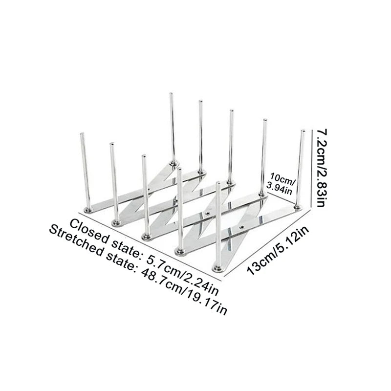 Pot Lid Rack Pan Organizer Retractable Foldable Stainless Steel Plate Qme S