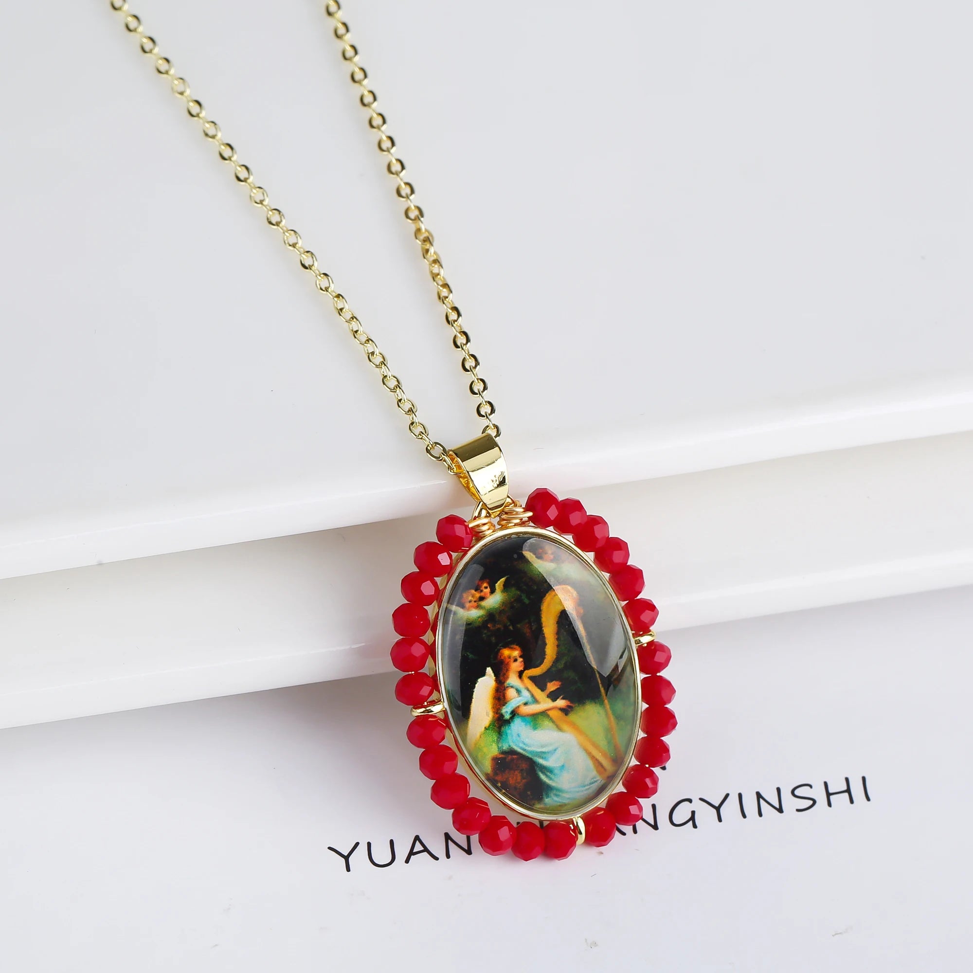 New Creative Crystal Religious Figures Photo Pendant Necklace Personalized For Women Men Copper Neck Jewelry Holiday Gifts Qme 9