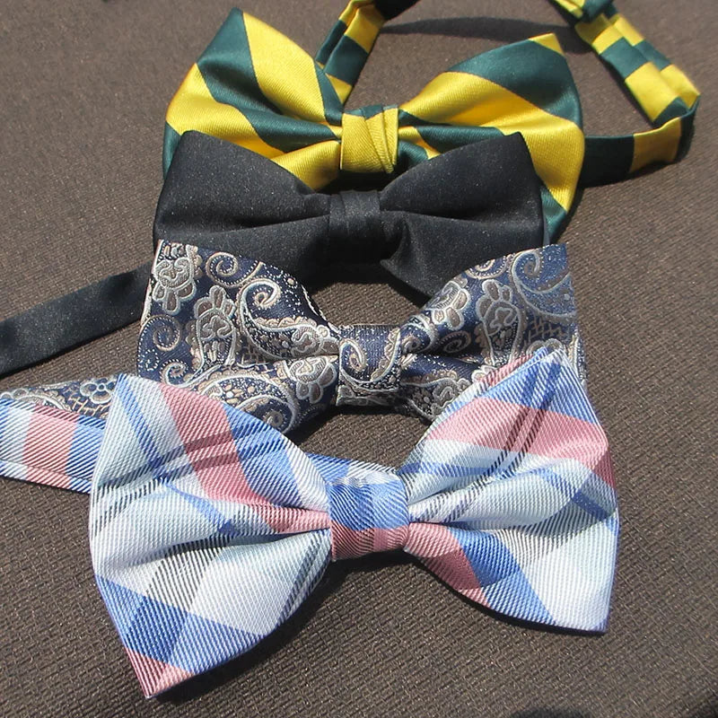 Bowtie Men Formal Necktie Pink Black Plaid Wedding Butterfly Male Qme