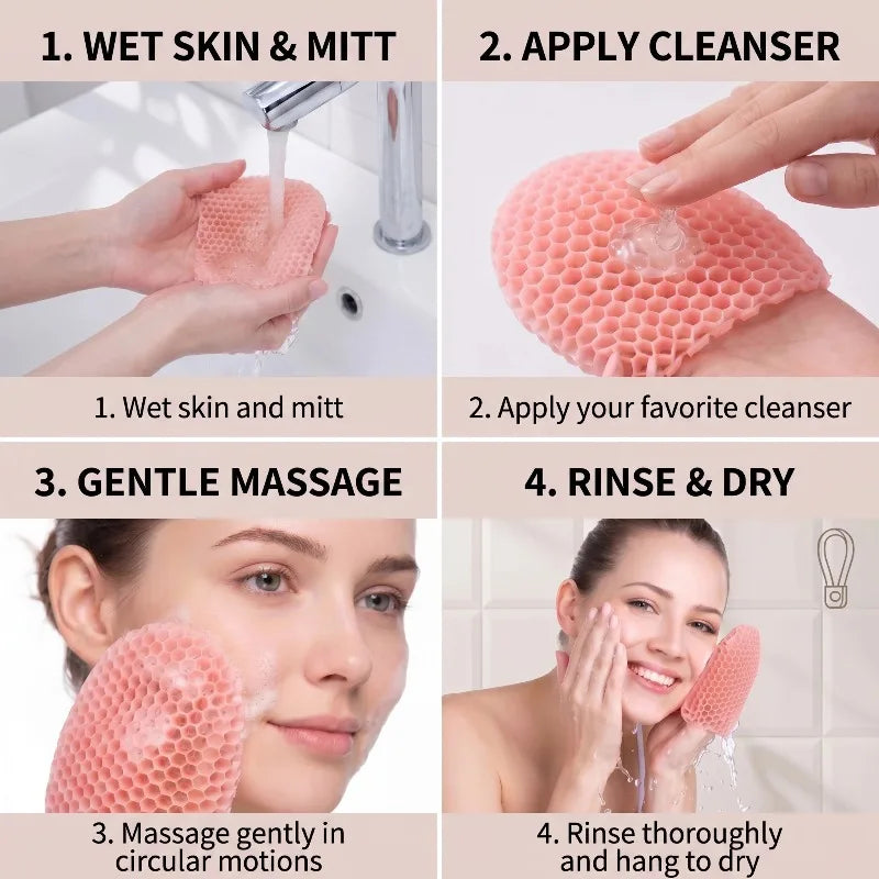 Honeycomb Exfoliating Shower Finger Caps Body Scrub Cleansing Bath Qme