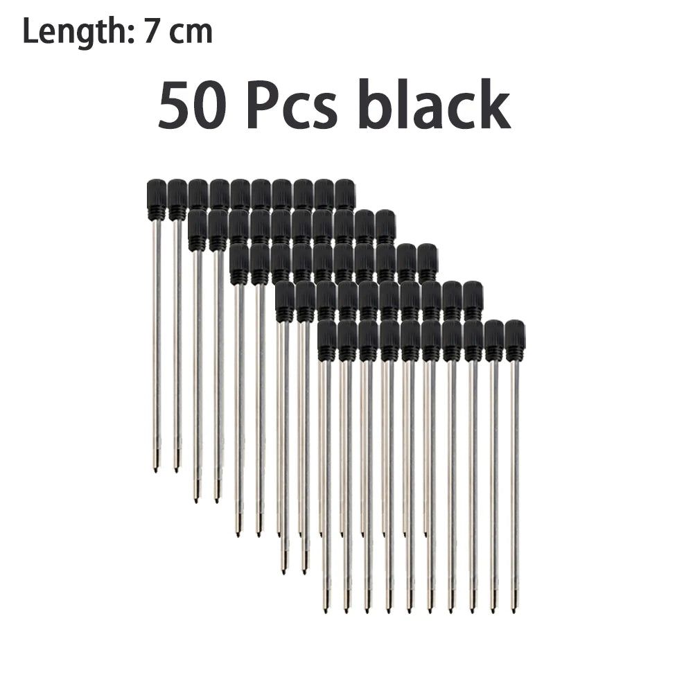 30/50/100 Pcs 7/8.2/11.5cm Ballpoint Pen Refills 0.7mm Medium Tip Blue Black Ink Refill Rods Office Student Writing Stationery Qme 7cm-50 black