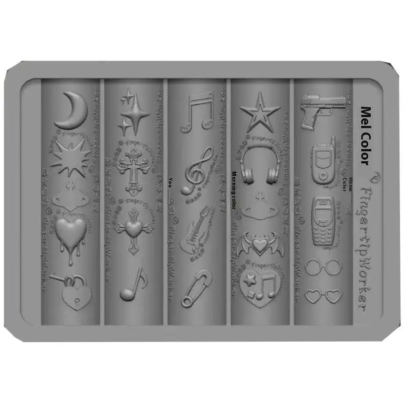 Retro Music Sweet Cool Punk 3D Silicone Nail Mold Mermaid Tail Shell Qme