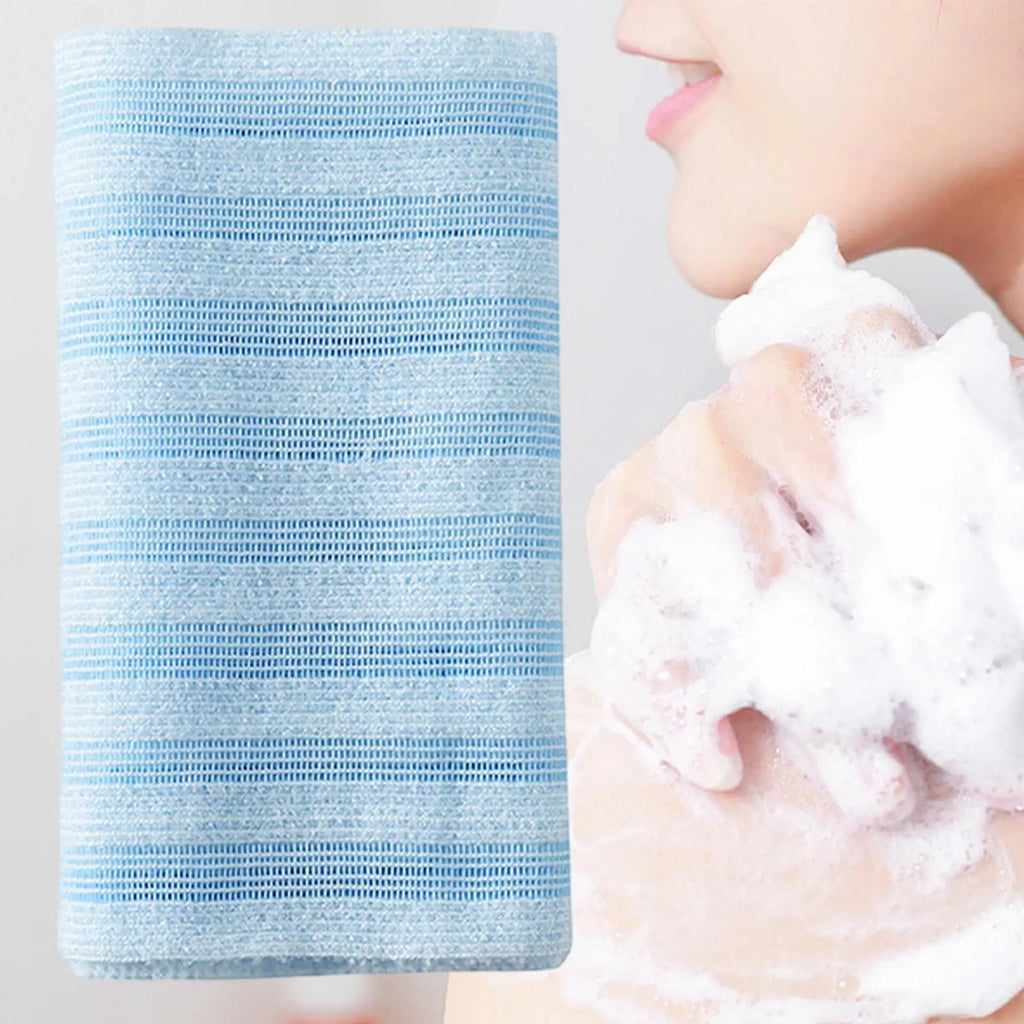 Back Scrubber for Shower Bath Body Exfoliator Wash Cloth Towel Striped Design Cleaning Tool for Home Dormitory Travel Business Qme