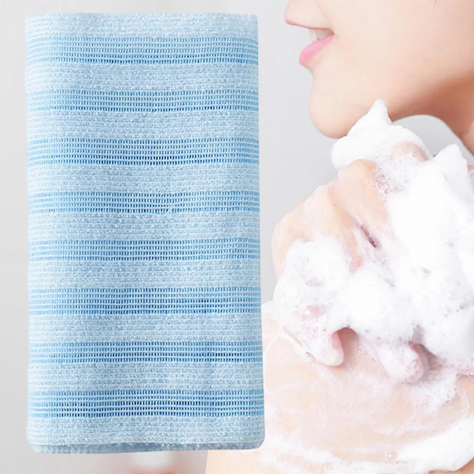 Back Scrubber for Shower Bath Body Exfoliator Wash Cloth Towel Striped Design Cleaning Tool for Home Dormitory Travel Business Qme