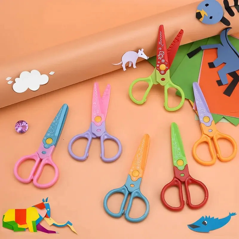 Creative And Cute Lace Scissors Can Be Changed Into 6-head Child Safety Diy Pattern Paper Cuttings Card Tool Qme