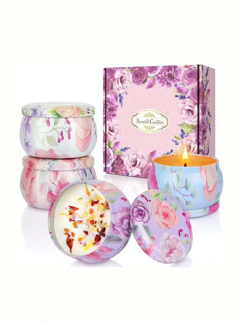 4 Cans Melt Wax Aromatherapy Homemade Soy Candle Cup Flower Candles Qme